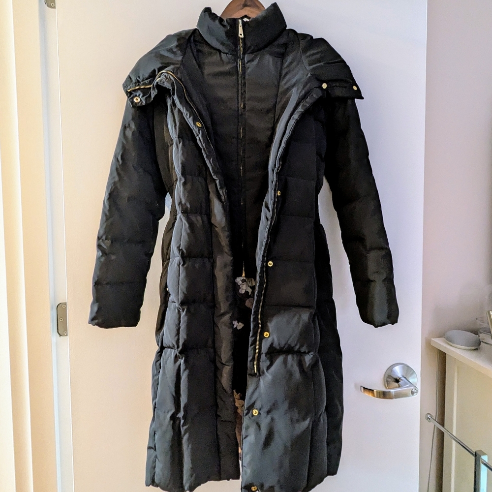 Cole Haan Bib Insert Down and Feather Fill Coat Black Petite Small - Picture 3 of 9